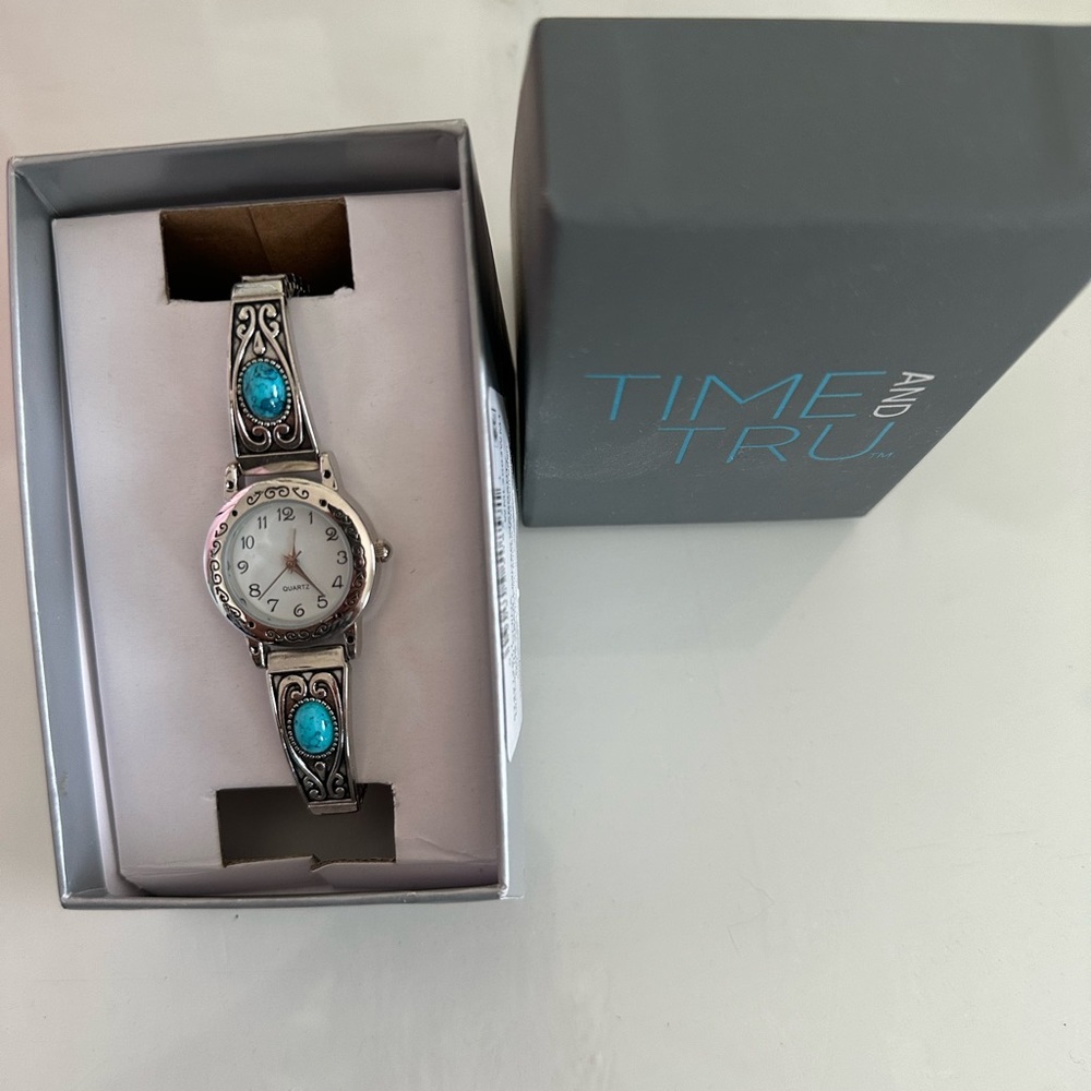 Time & Tru Silver & Turquoise Watch